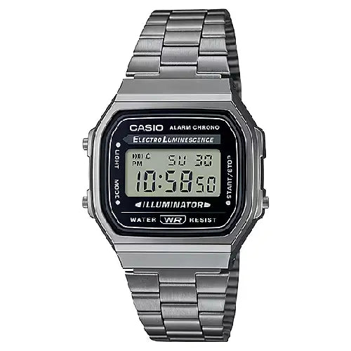 Casio Vintage Digital A168WGG-1ADF Black Dial Stainless Steel Unisex Watch
