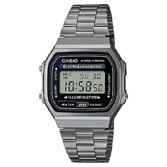 Casio Vintage Digital A168WGG-1ADF Black Dial Stainless Steel Unisex Watch