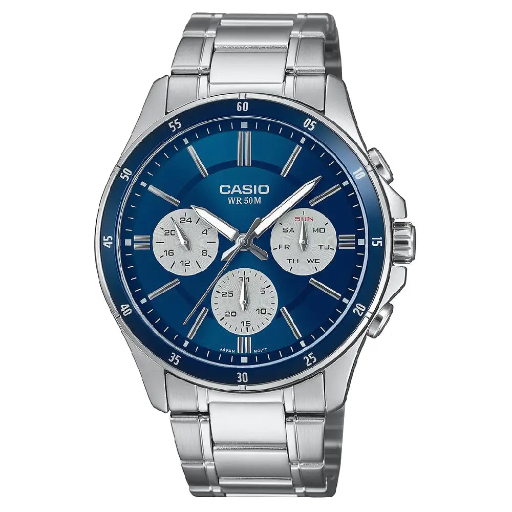 Casio Collection Analog MTP-1374D-2A3VDF Blue Dial Stainless Steel Men's Watch