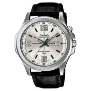 Casio Enticer MTP-E202L-7AVDF Date Analog Silver Dial Leather Strap Men's Watch