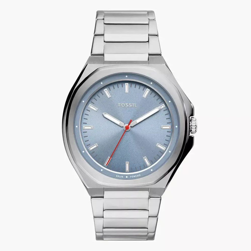 Fossil Evanston BQ2766 Solar-Powered Three-Hand Blue Dial & Stainless Steel Men's Watch