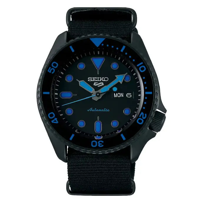 Seiko 5 Sports SRPD81K1 Rare Automatic Street Style Black Dial Nylon Strap Men's Watch
