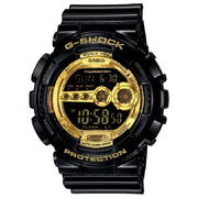 Casio G Shock GD-100GB-1D men's digital black gold watch front view