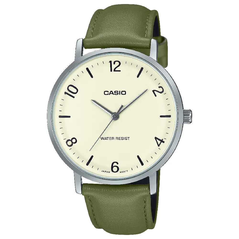 Casio Enticer Analog MTP-VT03L-7BDF Beige Dial Leather Strap Men's Watch