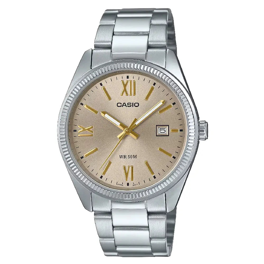 Casio Collection Analog MTP-1302DD-9AVDF Gold Dial Stainless Steel Men's Watch