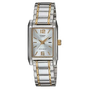 Casio Classic Analog Rectangular LTP-1235SG-7ADF Silver Dial Two-Tone Stainless Steel Women's Watch