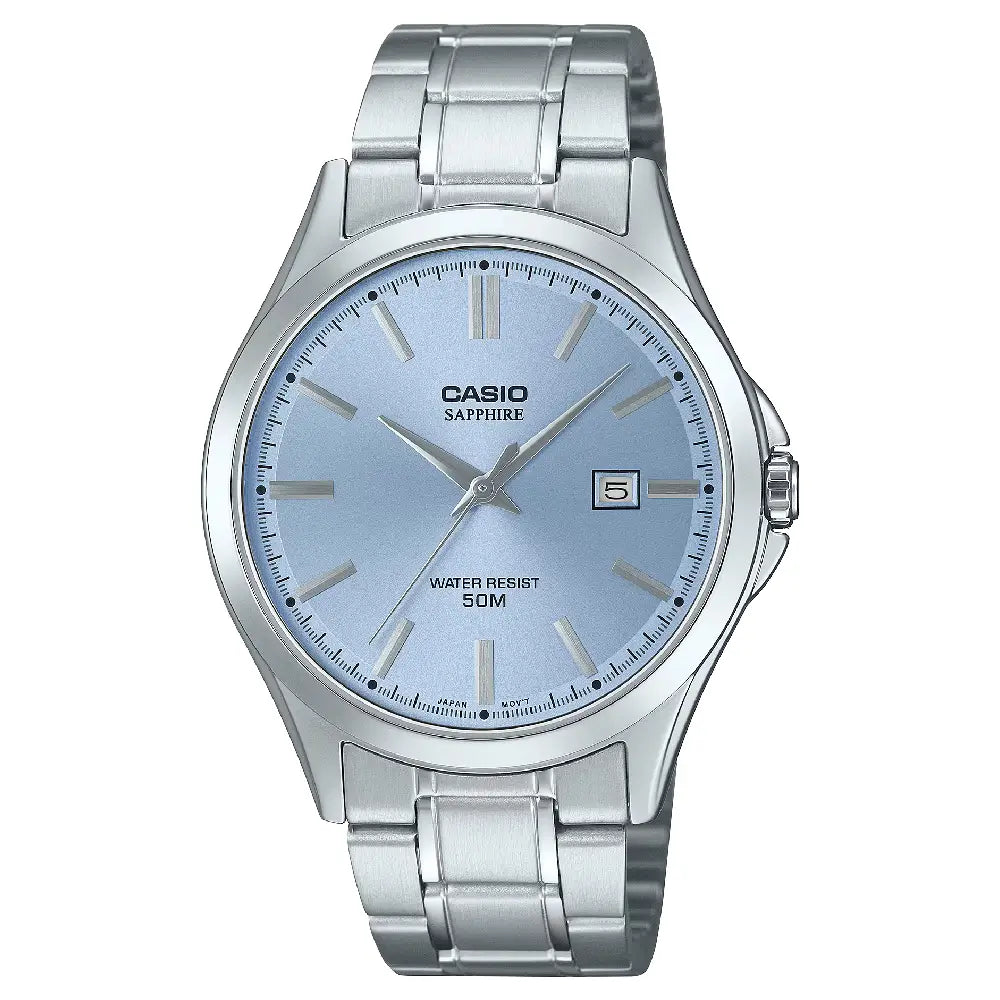 Casio Standard Analog MTS-115D-2A2VDF Light Blue Dial 41.3mm Stainless Steel Men's Watch