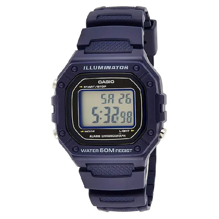 Casio Digital W-218H-2AVDF Black Display Dial Resin Strap Men's Watch