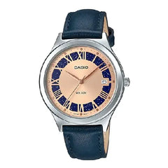 Casio Enticer Ladies Analog LTP-E141L-2A2VDF Rose Gold Dial Leather strap Women's Watch