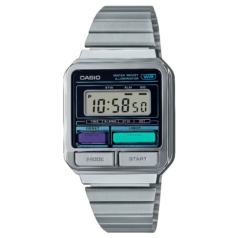 Casio Vintage Digital  A120WE-1A Multi-Function Black Dial 33.5mm Stainless Steel Unisex Watch