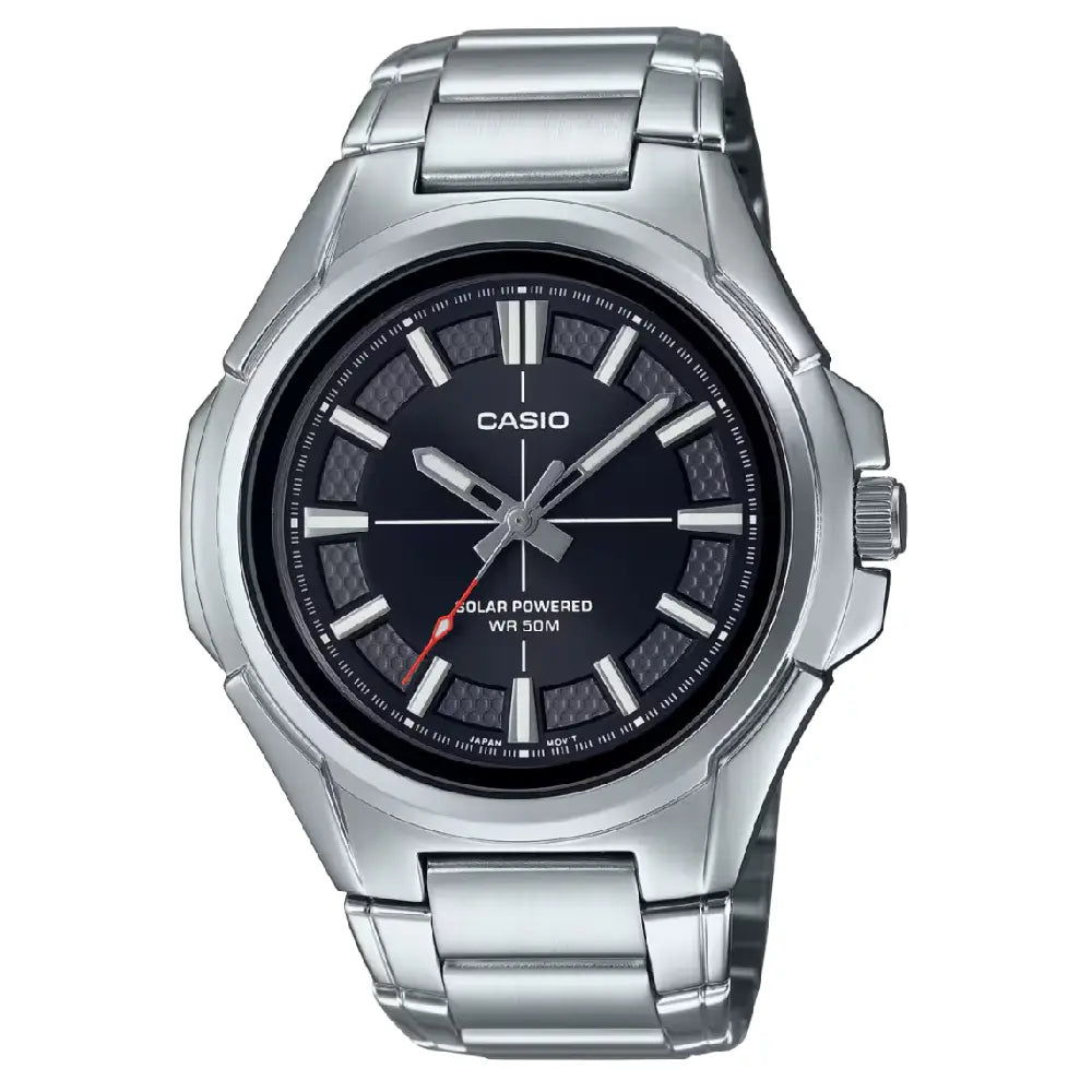 Casio Enticer MTP-RS100D-1AVDF Solar Powered Analog Black Dial Stainless Steel Men's Watch