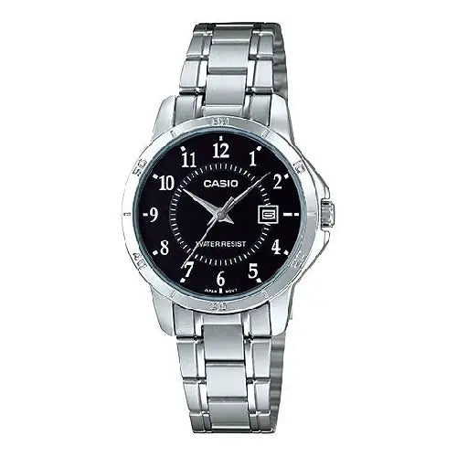 Casio Enticer Ladies Analog LTP-V004D-1BUDF Black Dial Stainless Steel Women's Watch