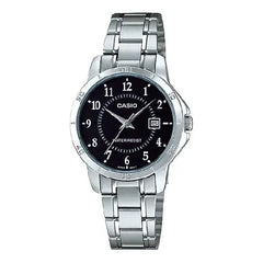 Casio Enticer Ladies Analog LTP-V004D-1BUDF Black Dial Stainless Steel Women's Watch