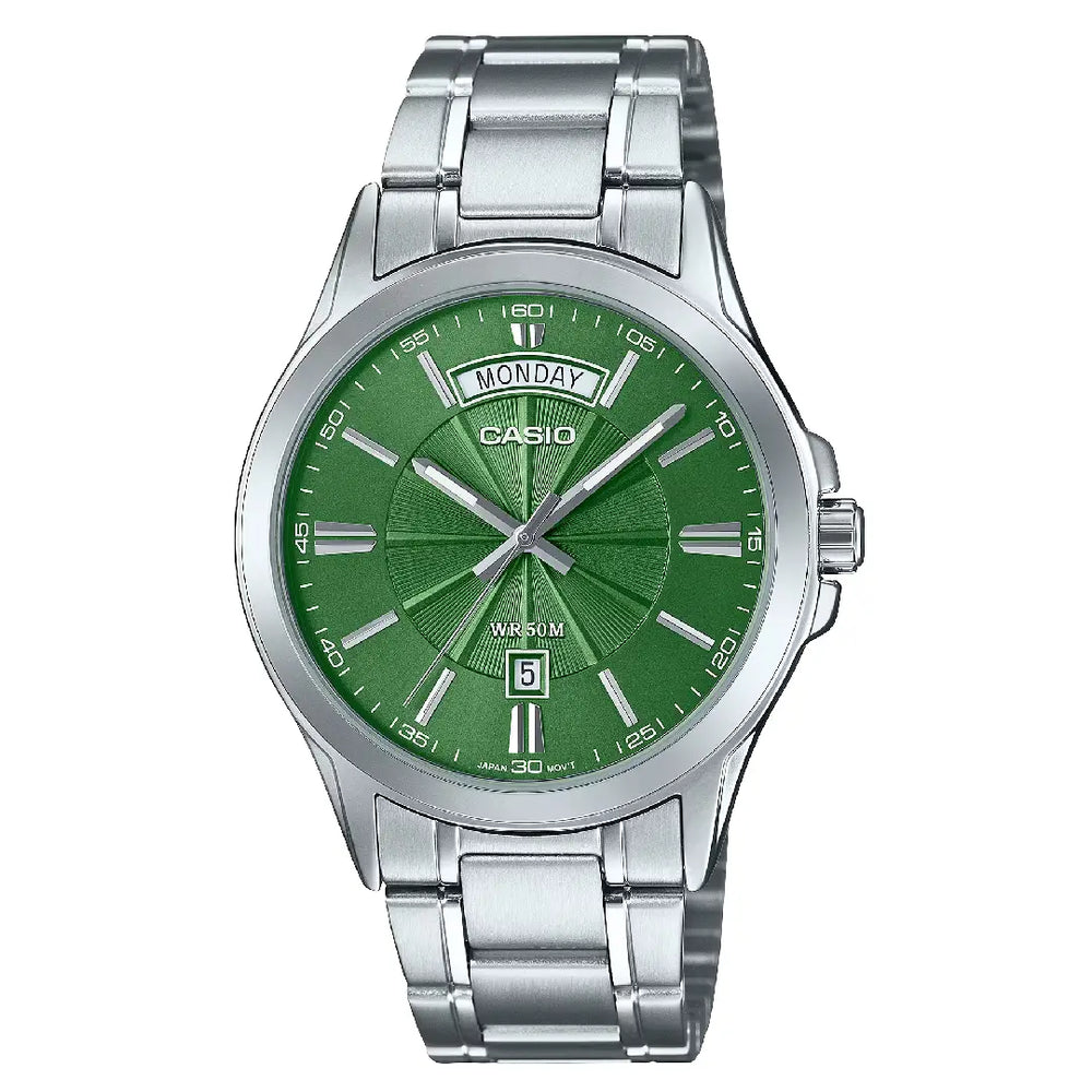 Casio Collection MTP-1381D-3AVDF Analog Green Dial Stainless Steel Men's Watch