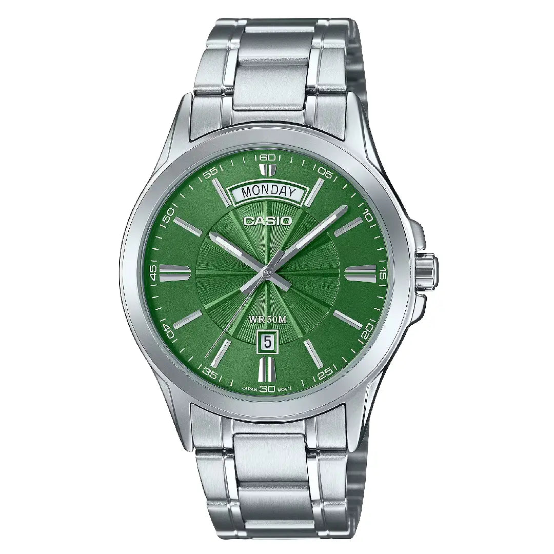 Casio Collection MTP-1381D-3AVDF Analog Green Dial Stainless Steel Men's Watch