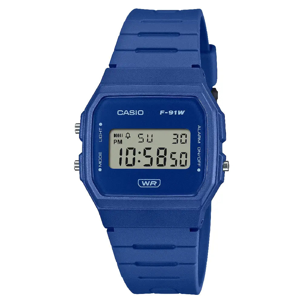 Casio Vintage Digital "Minimalist" F-91WB-2A1 Blue Digital Dial 35.2mm Resin Strap Unisex Watch