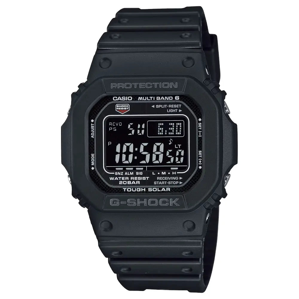 Casio G Shock GW-M5610U-1B Digital Tough Solar Multi-Band 6 Black Digital Dial Resin Strap Men's Watch