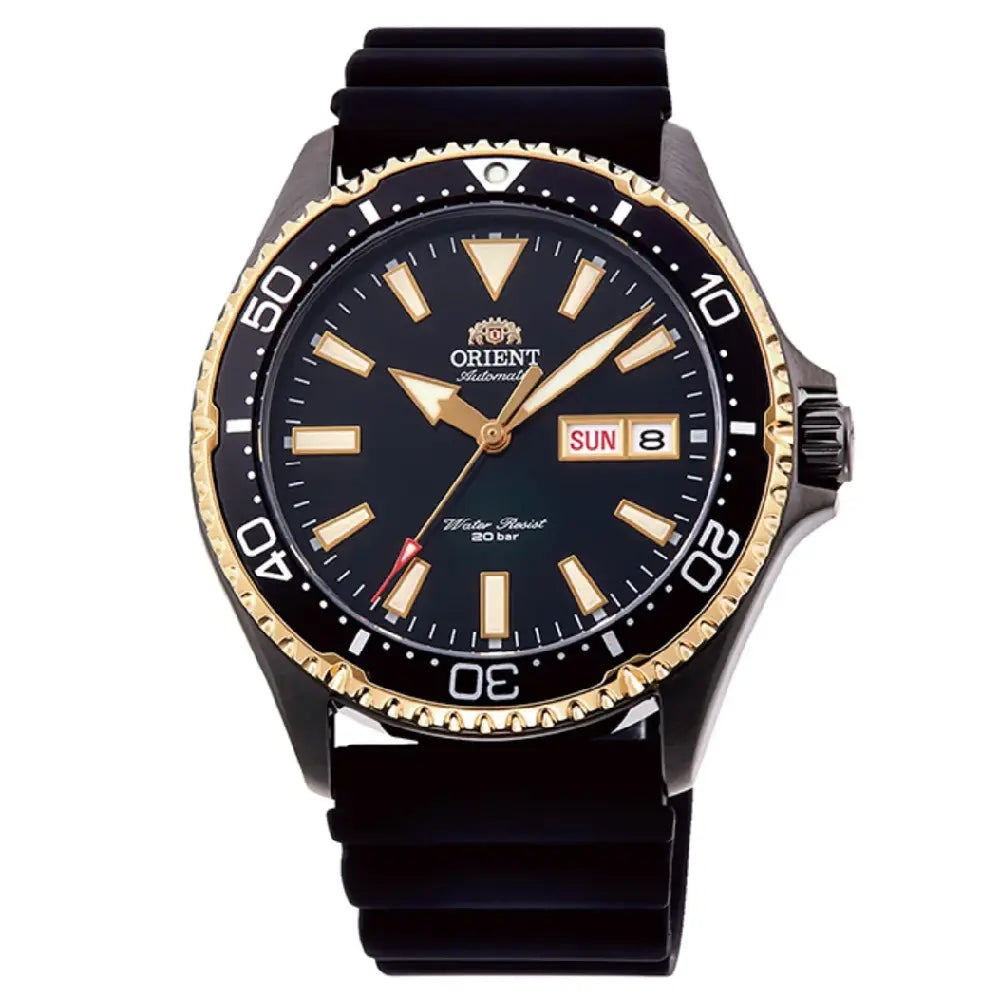 Orient Kamasu Mako III RA-AA0005 Black & Gold PVD 41.8mm Rubber Strap Men's Watch