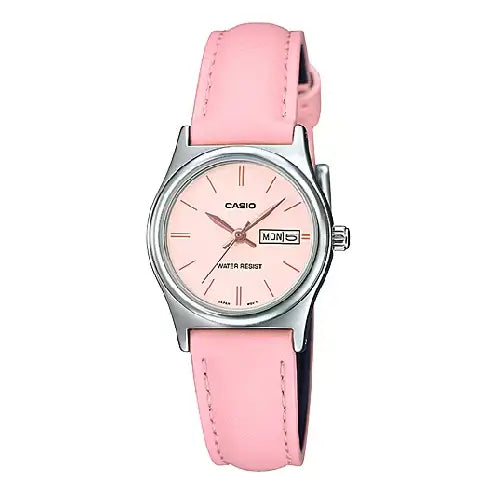 Casio Enticer Ladies Analog LTP-V006L-4B Pink Dial Leather Strap Women's Watch