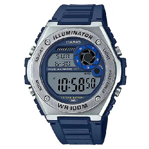 Casio Digital MWD-100H-2AVDF Blue Display Dial Resin Strap Men's Watch
