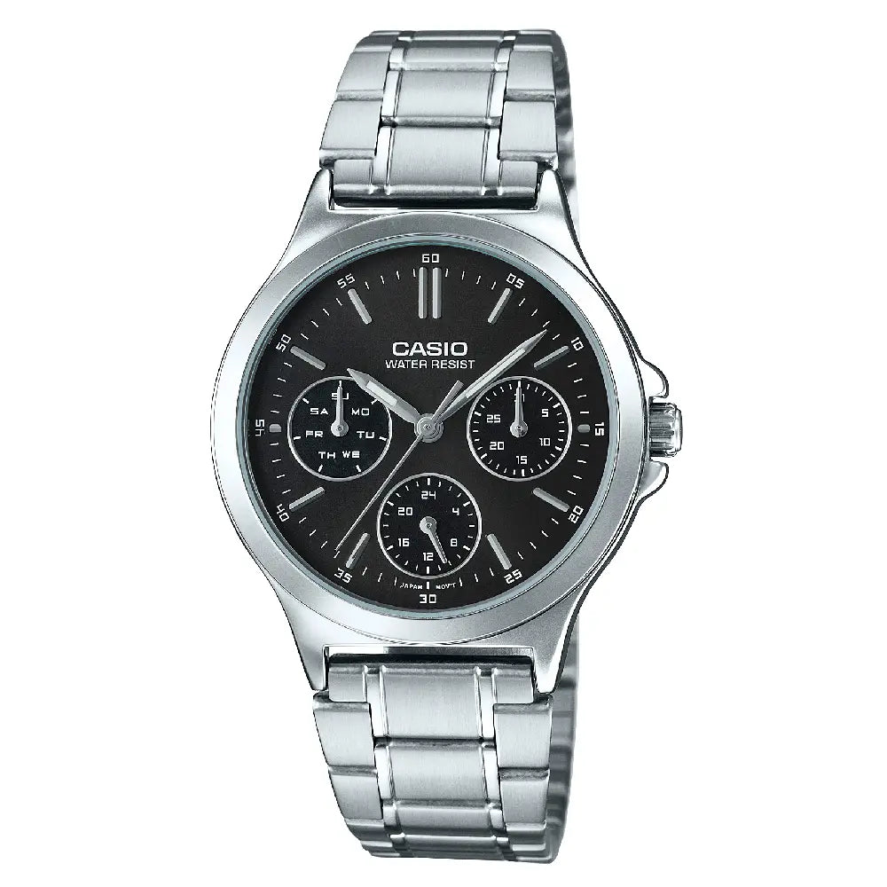 Casio Enticer Analog Multi-Dial LTP-V300D-1AUDF Black Dial 33.2mm Stainless Steel Women's Watch