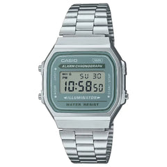Casio Vintage Digital A168WA-3AYDF Green Dial Stainless Steel Unisex Watch