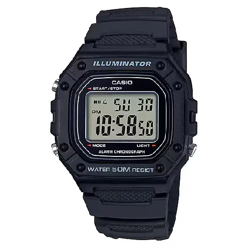 Casio Digital W-218H-1AVDF Black Display Dial Resin Strap Men's Watch