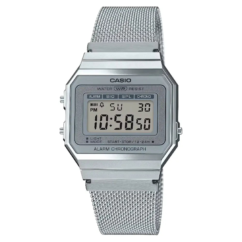 Casio Vintage A700WM-7ADF Digital Slim Silver Dial 37.4mm Stainless Steel Unisex Watch