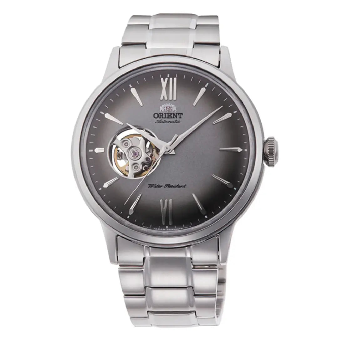 Orient Bambino RA-AG0029 Automatic Open Heart Grey Dial Leather Strap Men's Watch