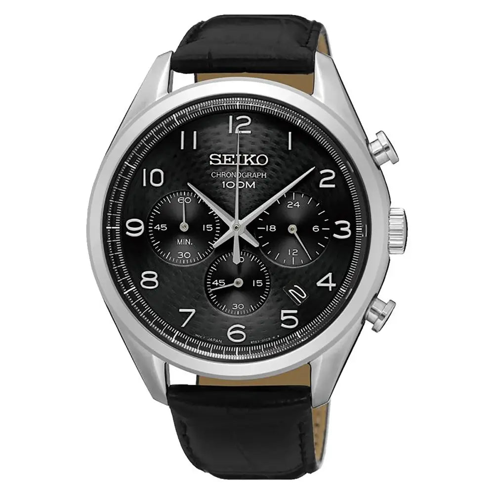 Seiko SSB231P1 Neo Sports black dial leather strap 42.2mm men’s watch