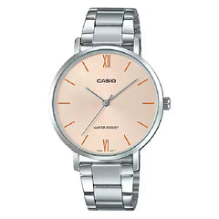 Casio Enticer Minimalist Analog LTP-VT01D-4BUDF Pink Dial 34mm Stainless Steel Women's Watch
