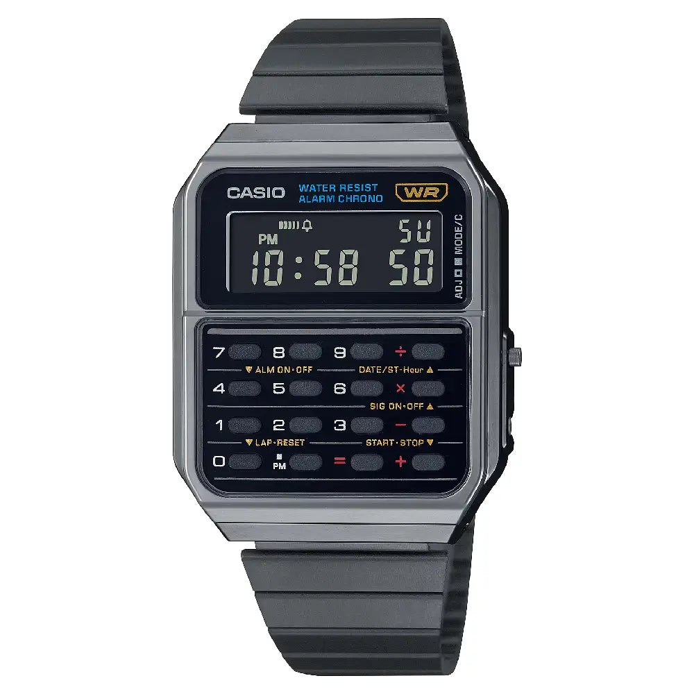 Casio Vintage "Gunmetal Calculator" CA-500WEGG-1B Negative Display 34.4mm Stainless Steel Men's Watch