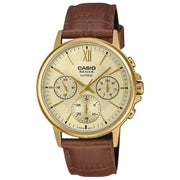 Casio BMS-300GL-5A Beside sapphire gold dial leather strap men’s watch