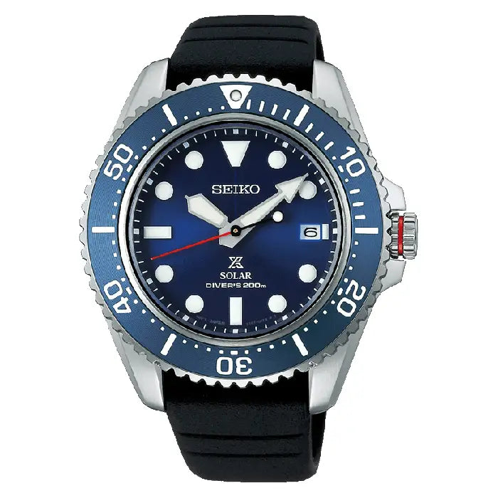 Seiko Prospex "Sapphire Solar" SNE593P1 Blue Dial 42.8mm Silicone Strap Men's Watch