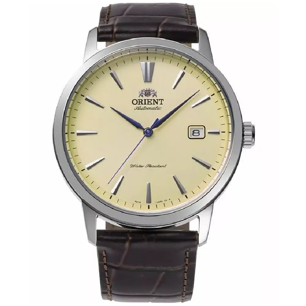 Orient RA-AC0F16S30B ivory dial leather strap men's watch