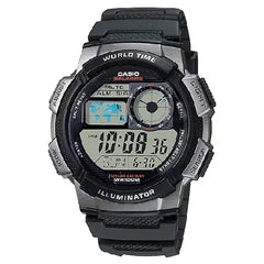 Casio World Time Digital AE-1000W-1BVDF Black Dial Resin Strap Men's Watch