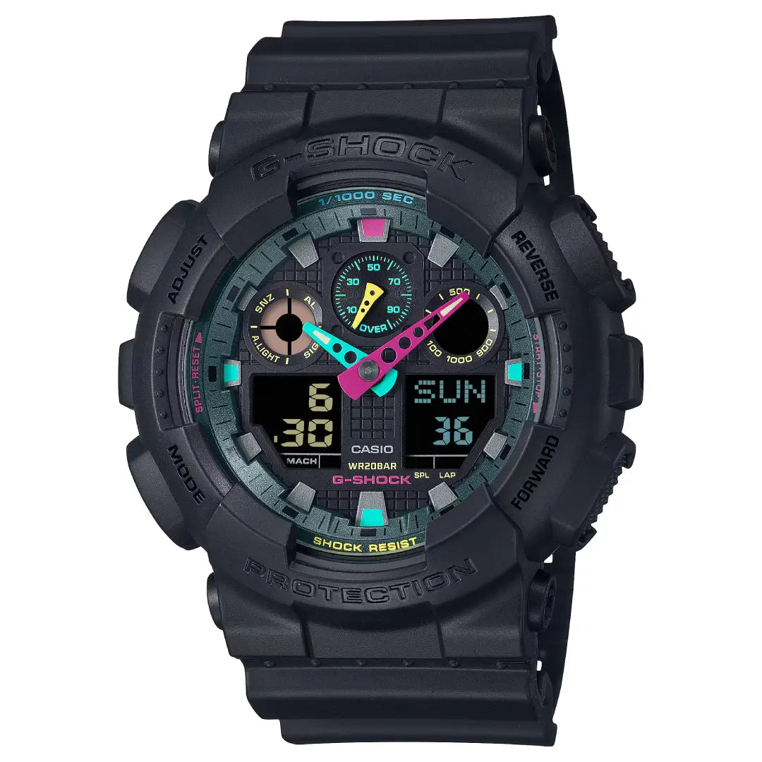 Casio G-Shock GA-100MF-1ADR Black Dial Resin Strap Men's Watch