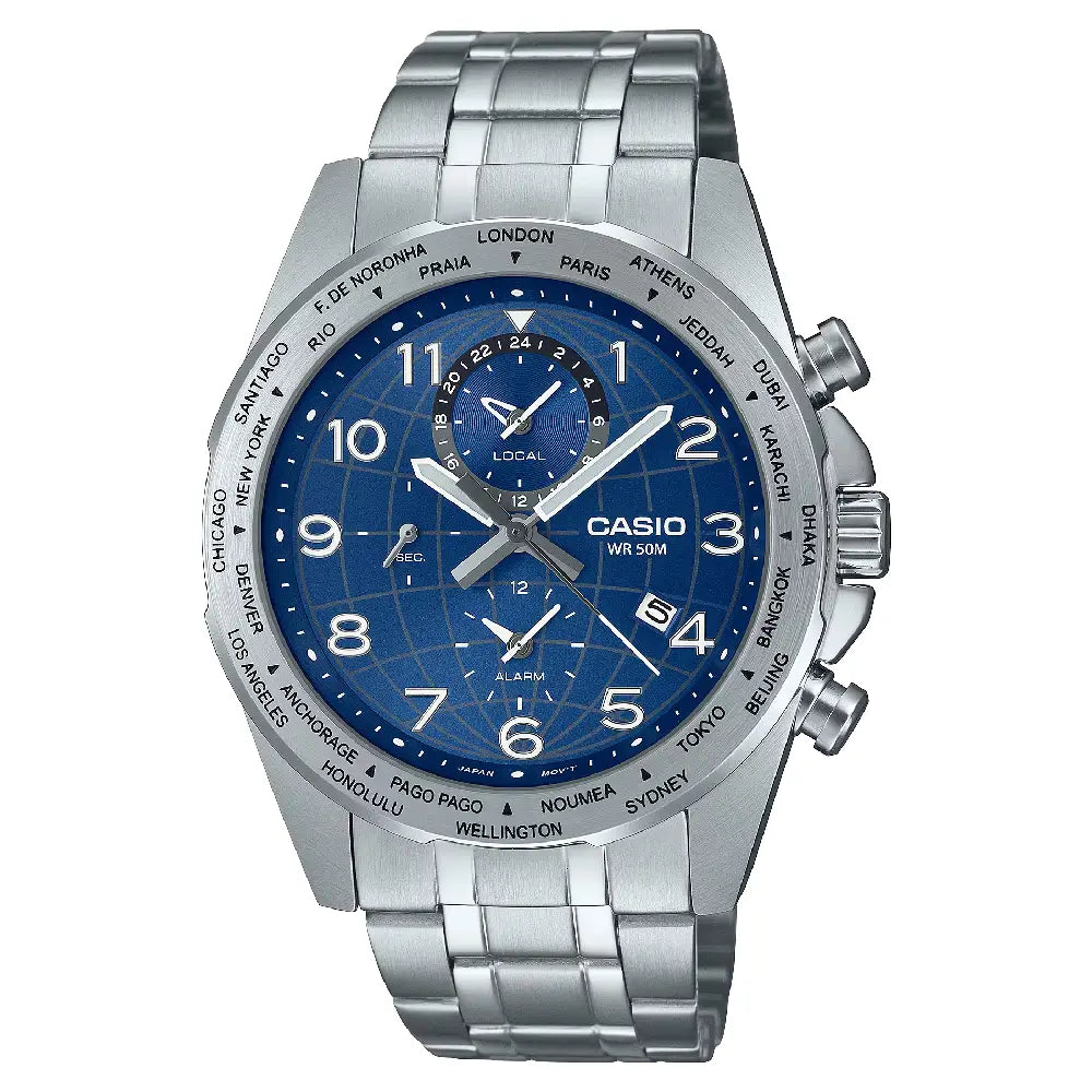Casio Enticer MTP-W500D-2AVDF Chronograph Analog Blue Dial Stainless Steel Men's Watch
