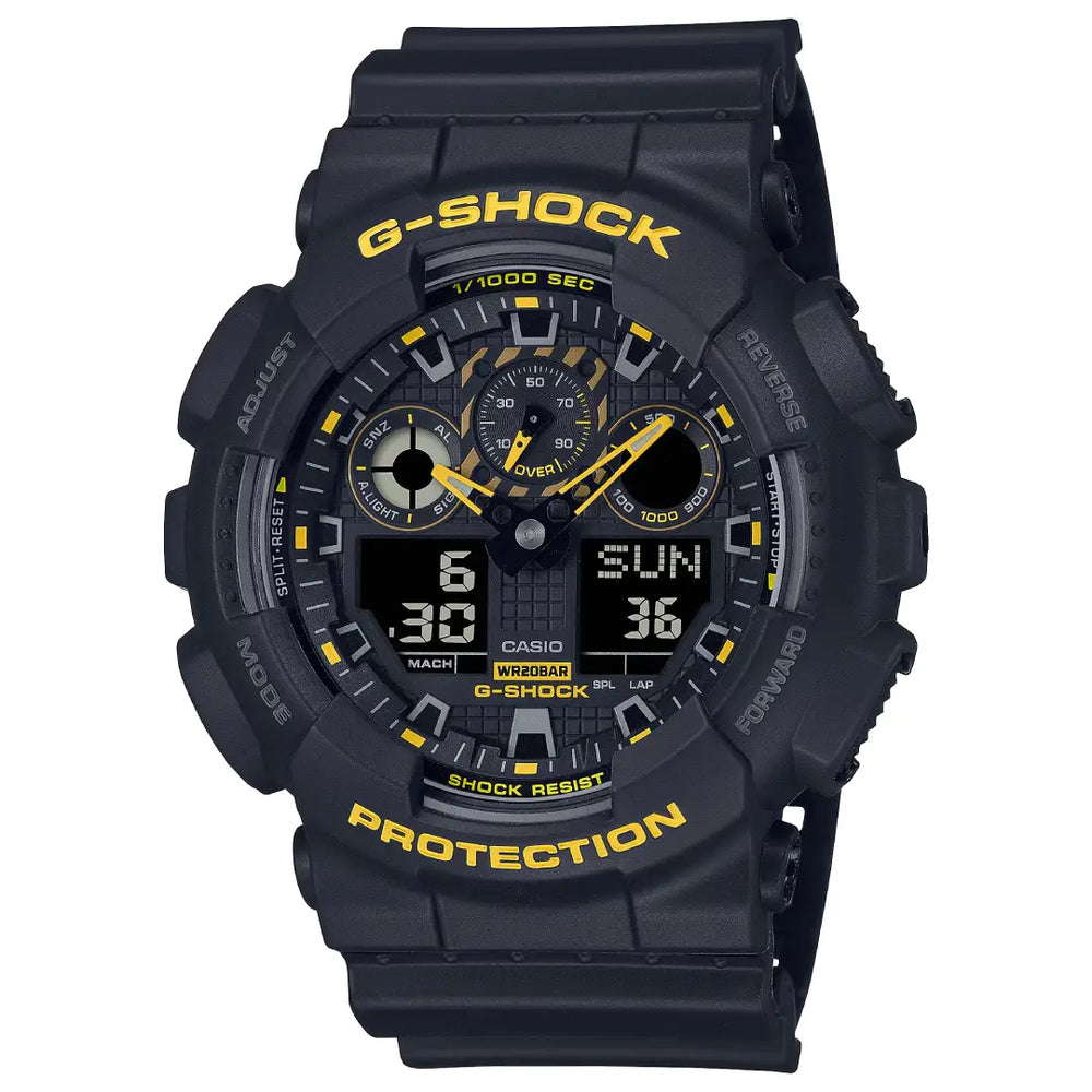 Casio G-Shock GA-100CY-1ADR Black Dial Resin Strap Men's Watch