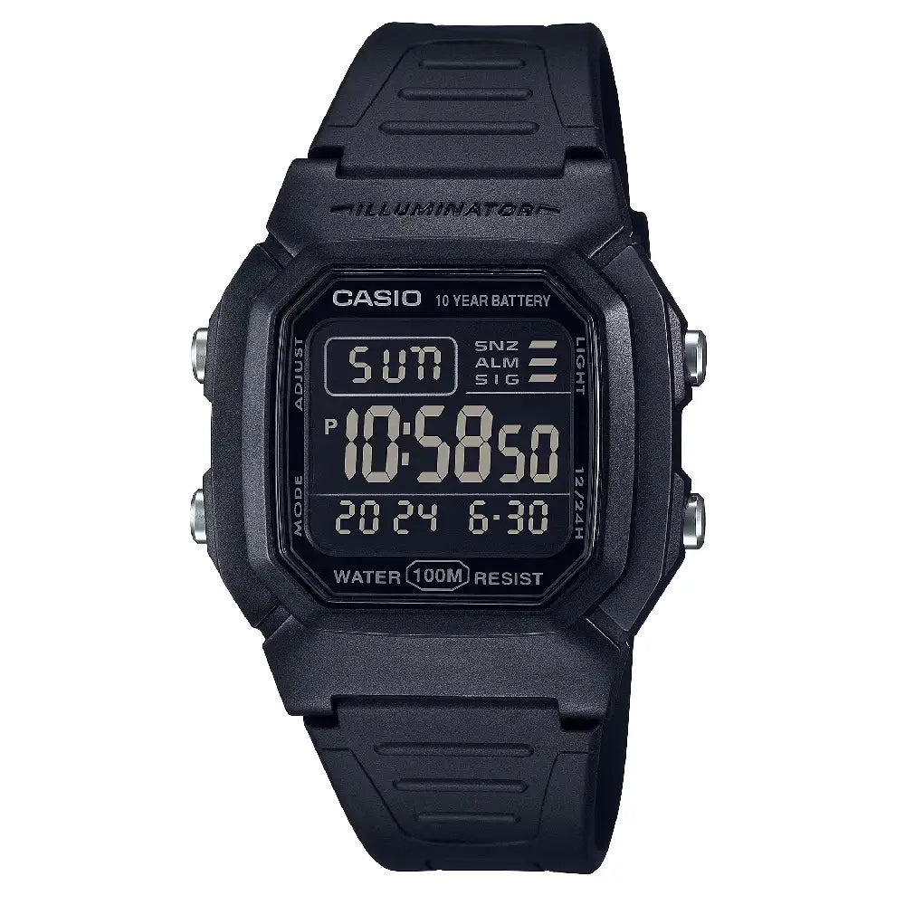 Casio Digital W-800H-1BVDF Black Display Dial Resin Strap Men's Watch