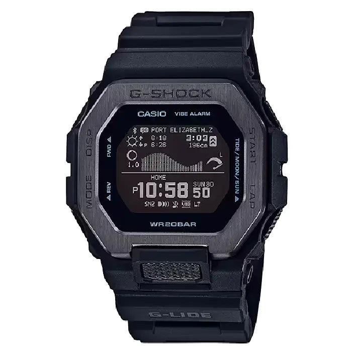 Casio G Shock G-LIDE GBX-100NS-1DR Digital Bluetooth "Night Surfing" Black Digital Dial 46mm Resin Strap Men's Watch