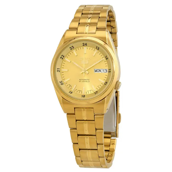 Seiko 5 SNK574J1 gold dial 37mm stainless steel automatic mens watch