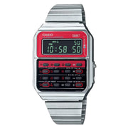 Casio Vintage Digital CA-500WE-4BDF Red Dial Stainless Steel Unisex Watch
