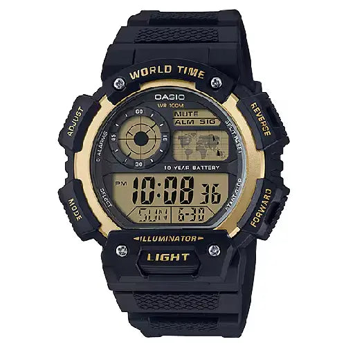 Casio World Time Digital AE-1400WH-9AVDF Grey/Black Dial Resin Strap Men's Watch