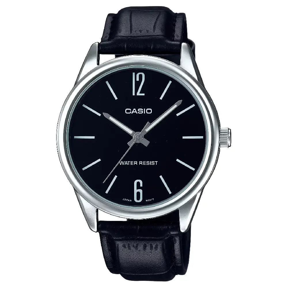 Casio Enticer MTP-V005L-1BUDF Classic Analog Black Dial Leather Strap Men's Watch