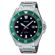 Casio Diver's MDV-107D-3AVDF Analog Black Dial Stainless Steel Men's Watch
