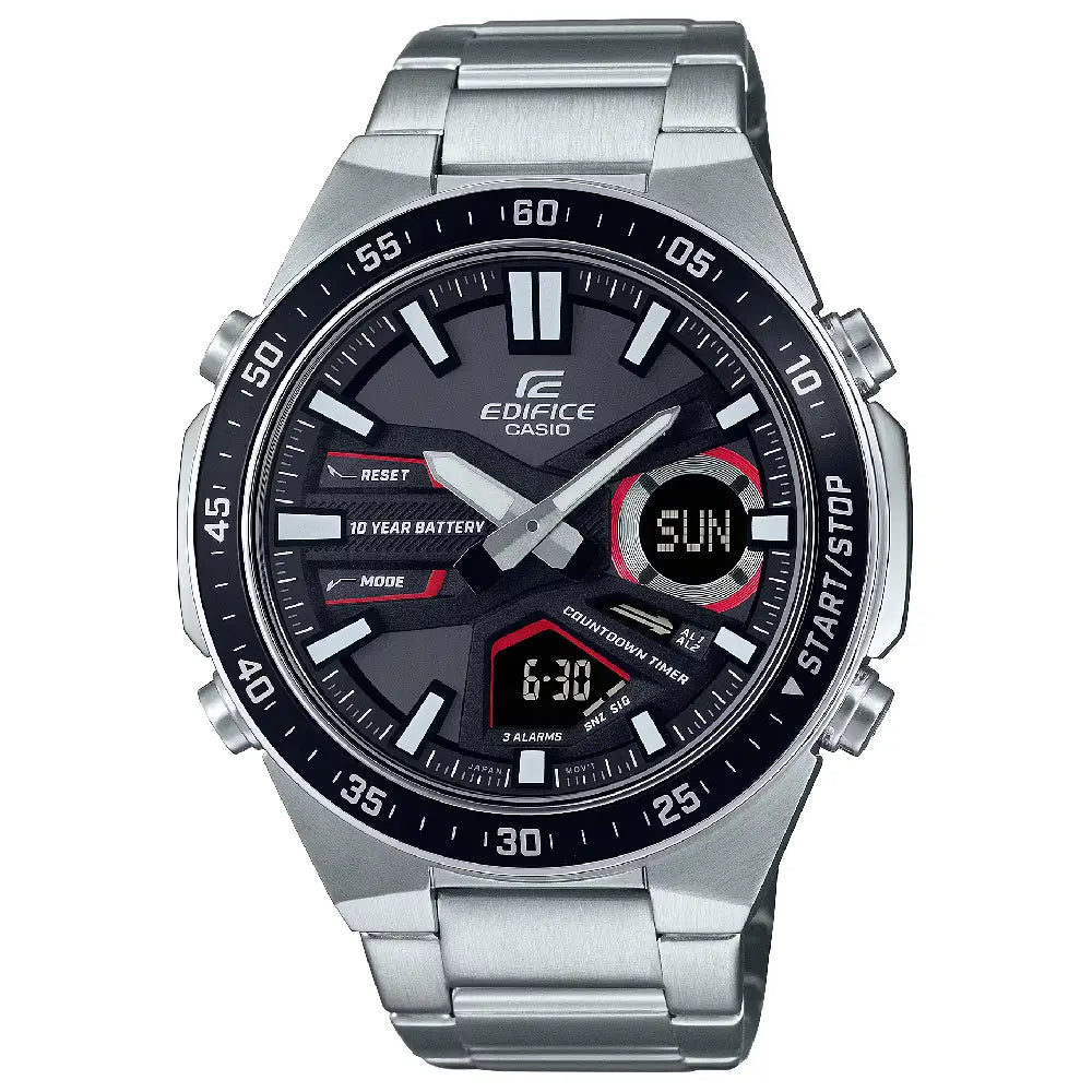 Casio Edifice EFV-C110D-1A4 black analog-digital stainless steel men's watch 