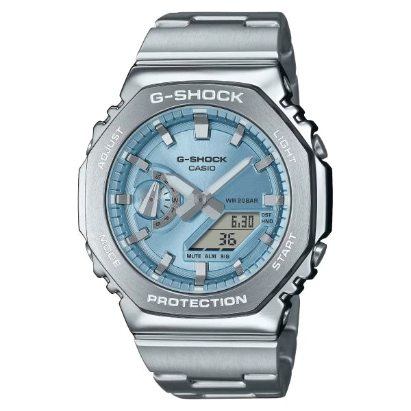 Casio G-Shock G-Steel GM-2110D-2ADR Blue Dial Stainless Steel Men's Watch