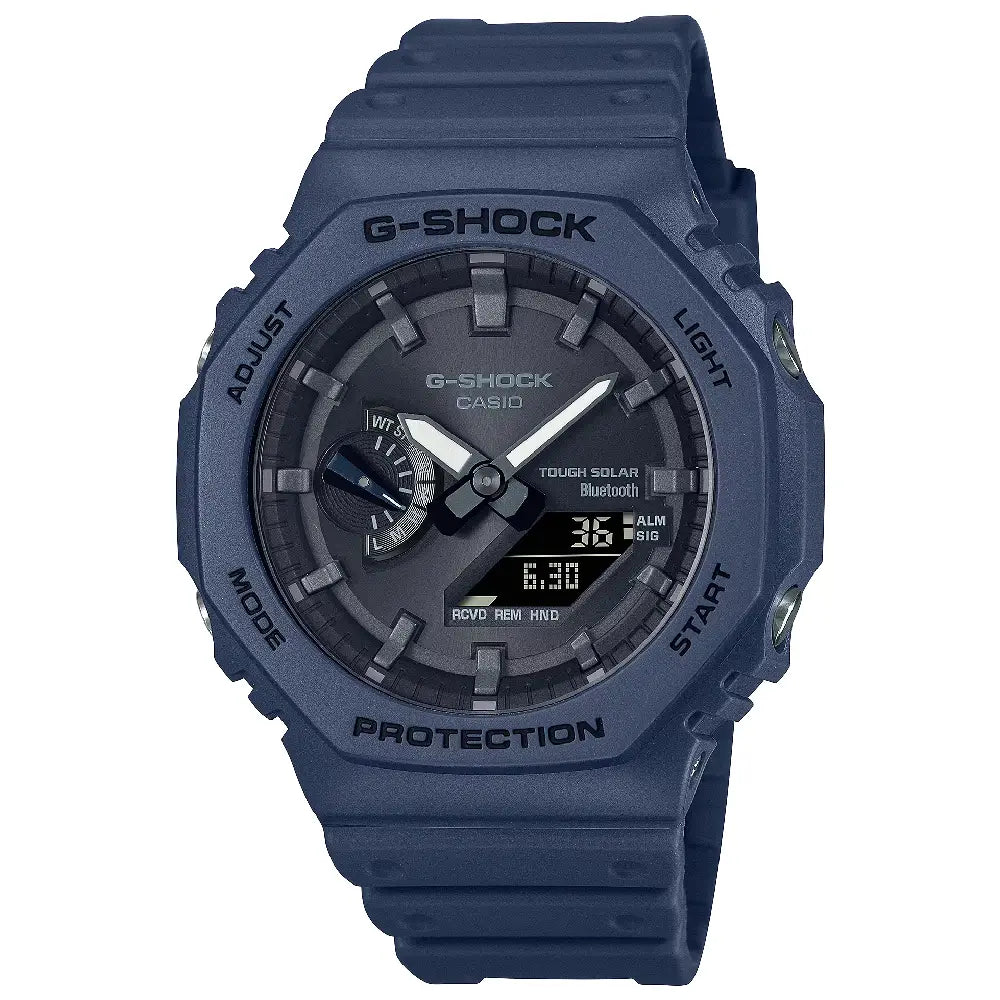 Casio G-Shock CasiOak Tough Solar Bluetooth GA-B2100-2A Analog Digital Navy Blue Dial 45mm Resin Strap Men's Watch