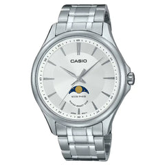Casio Enticer MTP-M100D-7AVDF Moon Phase Analog White Dial Stainless Steel Men's Watch